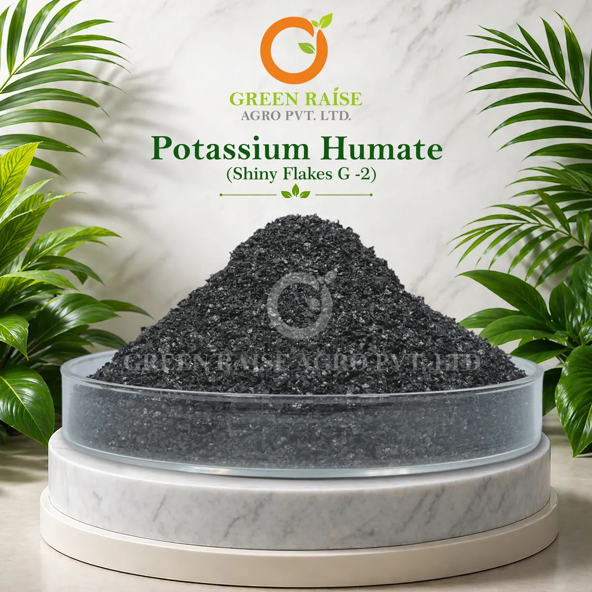 Super Potassium Humate Shiny Flakes 98% Test